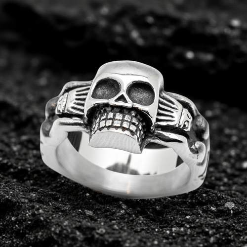 Hot Skull Ring with Two Hot Women Men's Stainless Steel SR70