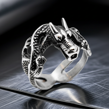 Load image into Gallery viewer, 3-D Dragon Ring Unisex Biker Stainless Steel Ring SR73