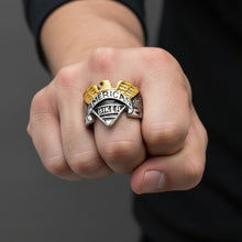 Load image into Gallery viewer, American Biker Eagle Ring Unisex Two-Tone Goldtone &amp; Stainless Steel SR77