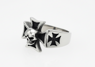 Small Iron Cross & Skull Ring Unisex Biker Jewelry Stainless Steel SR81S
