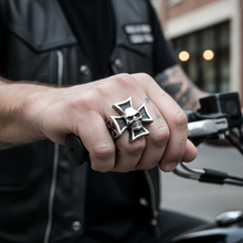 Load image into Gallery viewer, Iron Cross &amp; Skull Ring Unisex Biker Jewelry Stainless Steel SR81