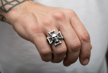 Load image into Gallery viewer, Large Iron Cross &amp; Skull Ring Unisex Biker Jewelry Stainless Steel SR81L