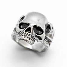 Load image into Gallery viewer, Long Jaw Skull Ring with Wings Biker Ring Stainless Steel SR83