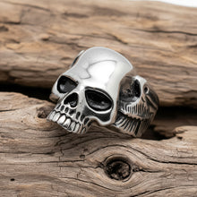 Load image into Gallery viewer, Long Jaw Skull Ring with Wings Biker Ring Stainless Steel SR83