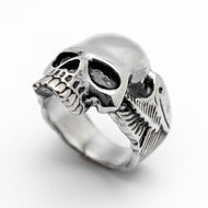 Long Jaw Skull Ring with Wings Biker Ring Stainless Steel SR83