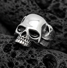 Load image into Gallery viewer, Long Jaw Skull Ring with Wings Biker Ring Stainless Steel SR83