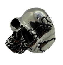 Load image into Gallery viewer, Cracked Skull Ring Men's Biker Ring Heavy Stainless Steel SR85