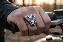 Load image into Gallery viewer, V-Twin Motor Ring Motorcycle Engine Biker Ring Stainless Steel SR87