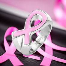 Load image into Gallery viewer, Pink Ribbon Ring Breast Cancer Awareness Ring Stainless Steel SR89