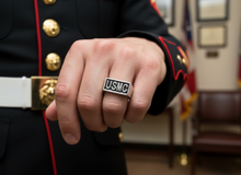 Load image into Gallery viewer, "USMC" Signet Ring MARINES Stainless Steel Unisex Military Ring SR98