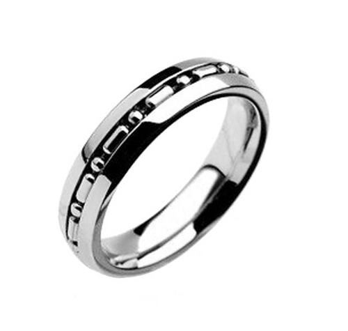 Beaded Chain Ring Unisex Comfort Fit Wedding Band Stainless Steel SR9