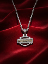 Load image into Gallery viewer, Unisex Harley-Davidson® Marcasite Bar &amp; Shield Necklace Sterling Silver HDN0329 image 2