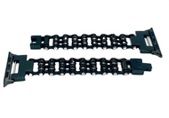 Watch Band Ladies Black Stainless Steel Bling Motorcycle Tennis Bracelet Crystals Double Rows W1