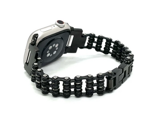 Watch Band Ladies Black Stainless Steel Bling Motorcycle Tennis Bracelet Crystals Double Rows