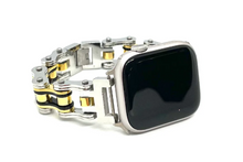 Load image into Gallery viewer, Men&#39;s Apple Watch Band Silver &amp; Gold &amp; Black Motorcycle Bike Chain Bracelet