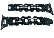 Men's Bike Chain Watch Band Fits Apple Black and Silver Stainless Steel Watch Band W9