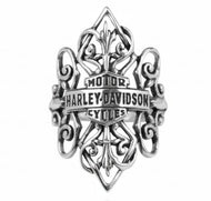 Harley-Davidson® Long Gypsy Filigree B&S Logo Ring Sterling Silver  HDR0219 image 1