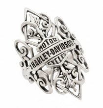 Load image into Gallery viewer, Harley-Davidson® Long Gypsy Filigree B&amp;S Logo Ring Sterling Silver  HDR0219 image 2