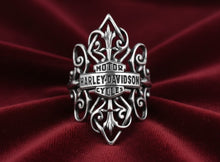 Load image into Gallery viewer, Harley-Davidson® Long Gypsy Filigree B&amp;S Logo Ring Sterling Silver  HDR0219 image 3