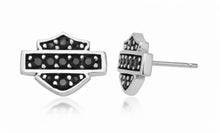 Load image into Gallery viewer, Harley-Davidson® Black Bling Bar &amp; Shield Post Earring Sterling Silver  HDE0281 image 2