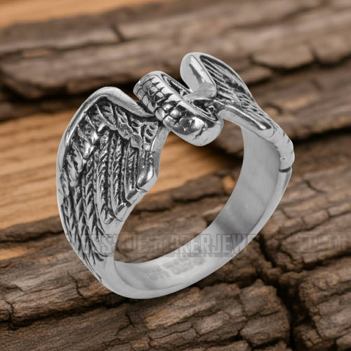 Ladies Winged Wheel Ring Motorcycle Biker Ring Stainless Steel SR44