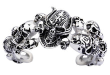 Load image into Gallery viewer, Biker Jewelry Crazy Skull Cuff Bracelet Stainless Steel