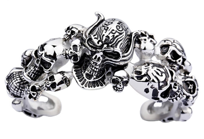 Biker Jewelry Crazy Skull Cuff Bracelet Stainless Steel