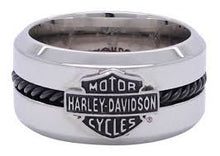 Load image into Gallery viewer, Men&#39;s Biker Wedding Band Harley-Davidson ® Mod Jewelry® Stainless Steel Black Cable Ring