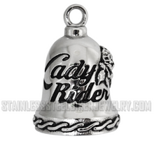 Load image into Gallery viewer, Larger Motorcycle Biker Ride Bell® Lady Rider Stainless Steel
