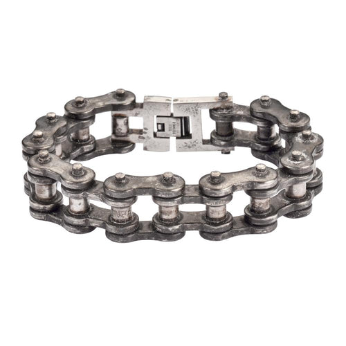 Biker Jewelry Men's Motorcycle Bike Chain Bracelet Stainless Steel Distressed Antique Finish SB10