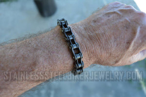Heavy Metal Jewelry Gunmetal Unisex Bike Chain Bracelet Stainless Steel