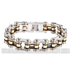 Heavy Metal Jewelry Men's Motorcycle Bike Chain Bracelet Stainless Steel Multi-Color