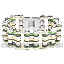 Load image into Gallery viewer, Heavy Metal Jewelry Men&#39;s Motorcycle Bike Chain Bracelet Multi-Colored Links Stainless Steel