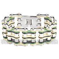 Heavy Metal Jewelry Men's Motorcycle Bike Chain Bracelet Multi-Colored Links Stainless Steel