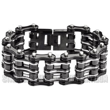 Load image into Gallery viewer, Men&#39;s Primary Motorcycle Bike Chain Bracelet Black Stainless Steel, Heavy Metal Jewelry