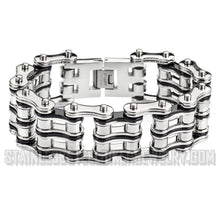 Load image into Gallery viewer, Heavy Metal Jewelry Men&#39;s Two-Tone Primary Motorcycle Bike Chain Bracelet Stainless Steel