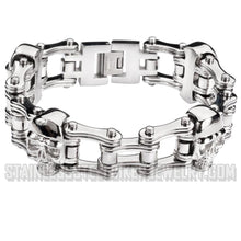 Load image into Gallery viewer, Heavy Metal Jewelry Men&#39;s Motorcycle Skull Bike Chain Motorcycle Bracelet Stainless Steel Chrome