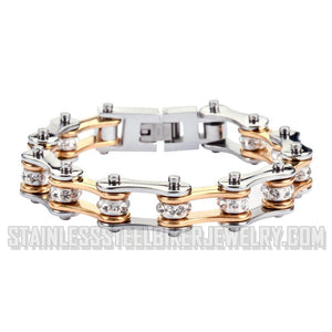 Heavy Metal Jewelry Ladies Motorcycle Bike Chain Stainless Steel Bracelet Silver and Gold