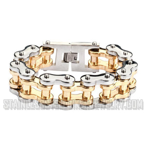 Heavy Metal Jewelry Men's Motorcycle Bike Chain Bracelet Silver/Gold Stainless Steel