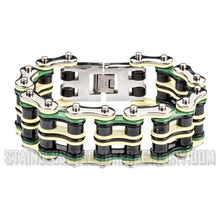Load image into Gallery viewer, Heavy Metal Jewelry Men&#39;s Primary Motorcycle Bike Chain Bracelet Multi-Color Links Stainless Steel