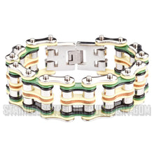 Load image into Gallery viewer, Heavy Metal Jewelry Men&#39;s Primary Motorcycle Bike Chain Bracelet Multi-Color/Leather  Stainless Steel