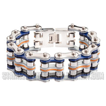 Load image into Gallery viewer, Heavy Metal Jewelry Men&#39;s Primary Motorcycle Bike Chain Bracelet  Multi-Color/Leather  Stainless Steel