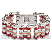 Load image into Gallery viewer, Heavy Metal Jewelry Men&#39;s Primary Motorcycle Bike Chain Bracelet Multi-Color/Leather Stainless Steel