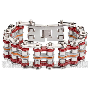 Heavy Metal Jewelry Men's Primary Motorcycle Bike Chain Bracelet Multi-Color/Leather Stainless Steel