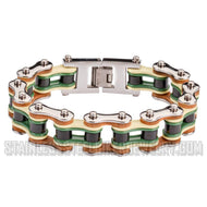 Heavy Metal Jewelry Men's Motorcycle Bike Chain Biker Bracelet Stainless Steel Multi-Color/Leather