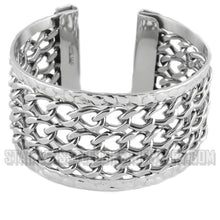 Load image into Gallery viewer, Heavy Metal Jewelry Ladies 3 Row Chain Cuff Biker Bracelet Stainless Steel