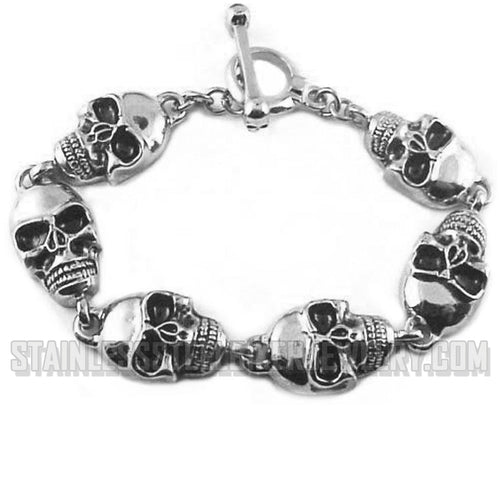 Heavy Metal Jewelry Men's Skull Biker Bracelet Stainless Steel