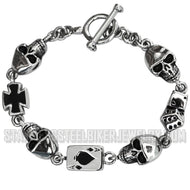 Heavy Metal Jewelry Ladies Poker Run Bracelet 8 inch Heavy Metal Jewelry  Stainless Steel SB1376