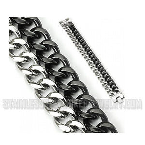 Heavy Metal Jewelry Men's Dual Two-Color Stainless Bracelet