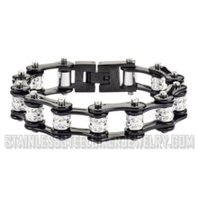 Load image into Gallery viewer, Heavy Metal Jewelry Ladies Motorcycle Bike Chain Stainless Steel Bracelet Black/Black